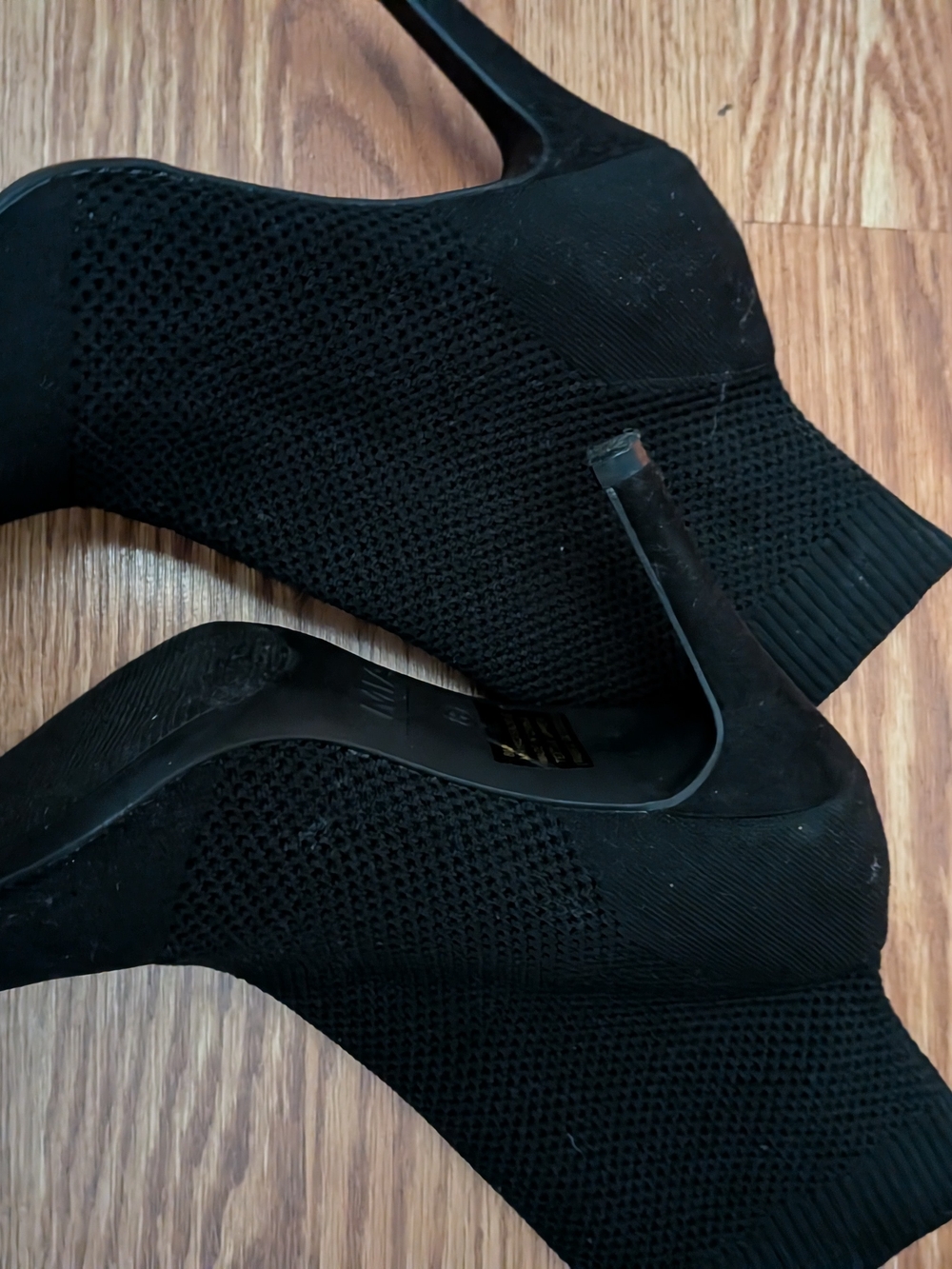 MIA Black Knit Sock Ankle Booties with Stiletto Heel